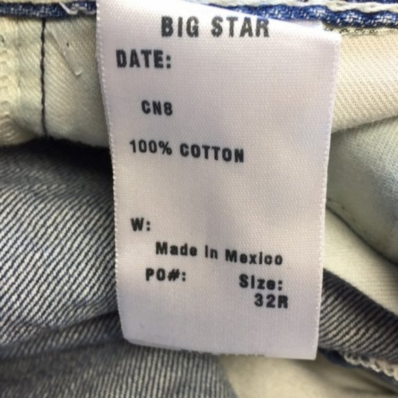 NWT Big Star Union Vintage Jeans, Thick Stitch Embroidered